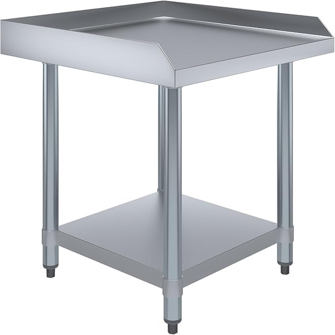 Stainless Steel Equipment Stand with Undershelf + Casters, Heavy Duty, Commercial Grade, NSF Certified (24" Width x 24" Length)