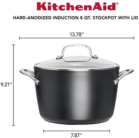 KitchenAid Hard-Anodized Induction Nonstick Stock Pot with Lid, 8-Quart