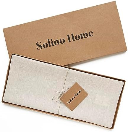 Solino Home 100% Pure Linen Table Runner Natural Long, Athena 14 x 90 in
