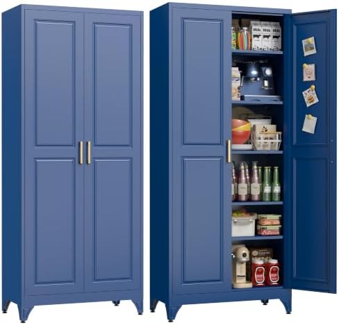 UNICOLY 75" Kitchen Pantry Cabinet, Metal Tall Storage Cabinet with Doors
