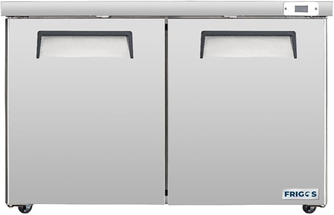 Frigos FG-UCFZ-60 60" 14.1 Cu Ft Commercial Undercounter Freezer Silver - ETL Certified Stainless Steel, LED Lighting - Perfect for Commercial Kitchens - Low Energy Freezer Included Liftgate