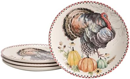 Bico Blessing Season Salad Plates Set of 4, 8.75 Inch Ceramic Dessert Plates for Salad, Appetizer, Side Dishes, Microwave and Dishwasher Safe, Gift for Housewarming and Thanksgiving