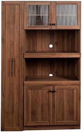 Jmyab 70.87" Kitchen Pantry Cabinet, Kitchen Pantry Cabinet with Storage Shelves, Farmhouse Storage with 4 Doors, Tall Organizers for Living Room Dining Room, Walnut