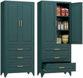 Polup 75" Metal Storage Cabinet, Kitchen Pantry Cabinet with 3 Drawers