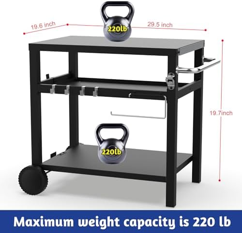 Outdoor Grill Cart for Blackstone Griddle, Pizza Oven Table for Ninja