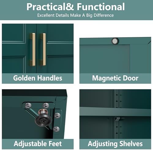 Polup 71" Green Metal Kitchen Pantry Storage Cabinet with Doors and Shelves