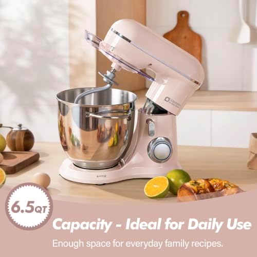 Kitchen in the box 6.5 QT Stand Mixer, 10-Speed Electric Mixer (Pink)