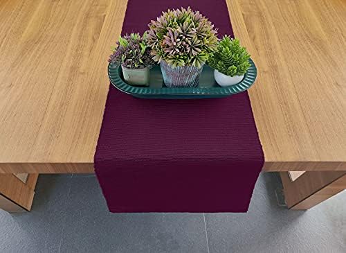 AVKA Studio 100% Cotton Ribbed Table Runner - Pack of 1-13 x 72 Inches - Wine - Dining Or Kitchen Table Runner Thick Construction for Everyday Use, Picnics, Outdoor Table, Parties, Wedding, etc