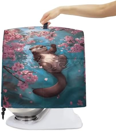 Funny Cartoon Otter Stand Mixer Cover Kitchen Dust Cover for 4.5-5 Quart Stand Mixer Lightweight Mixer Cover with Top Handle and Pockets for Extra Accessories