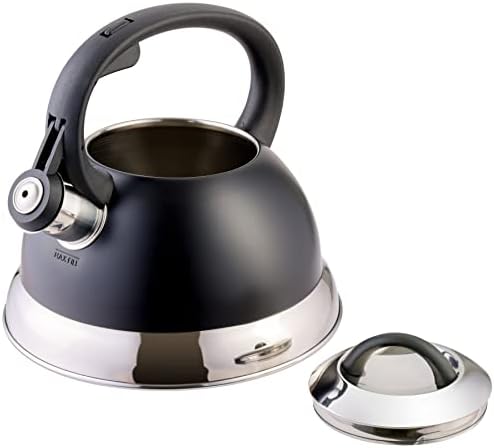 Mr. Coffee Flintshire 1.75-Quart Stainless Steel Whistling Tea Kettle with Nylon Handle – Matte Black Stove-Top Kettle for Boiling Water - Image 3