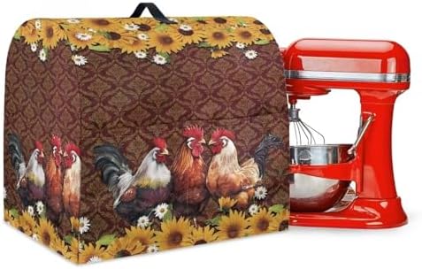3D Rooster and Sunflower Stand Mixer Cover Waterproof Mixer Dust Cover Fits All Tilt Head & Bowl Lift Models Kitchen Aid Mixer Covers Protector