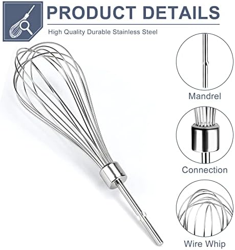 HKMPW Whisk Attachment for Hand Mixer and W10490648 Hand Mixer Turbo Beaters Kit for Blending Soups, Smoothies, Shakes, Egg Whites,Replaces KHM512BM KHMPW KHM2B-by MIFLUS