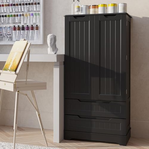 Gizoon 47'' Kitchen Pantry Cabinet with Drawers for Dining Room, Black