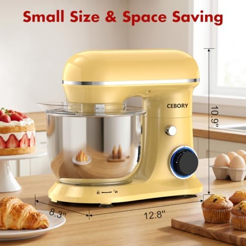 CEBORY Stand Mixer, 4QT 10+P-Speed Electric Kitchen Mixer with Bowl