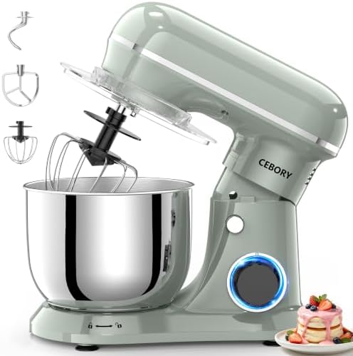 CEBORY Stand Mixer, 4QT 10+P-Speed Electric Kitchen Mixer with Bowl