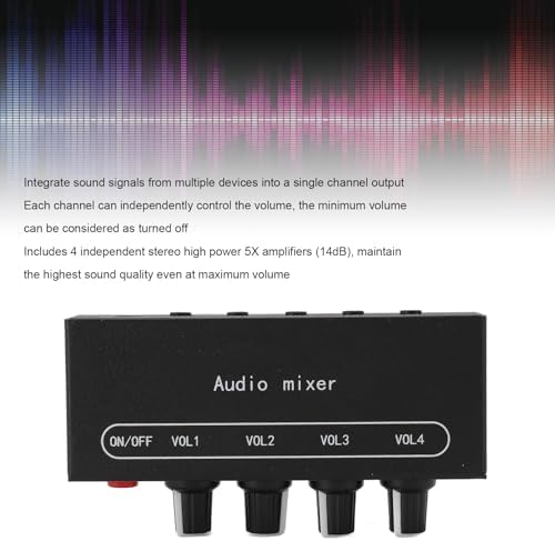 Stereo Line Mixer 4 Channel, 3.5mm Aluminum Alloy Compact
