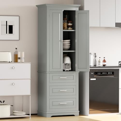 Merax 70" Tall Kitchen Pantry Cabinet with Doors and Drawers, Storage Shelf Organizers for Home, Bathroom and Living Room,