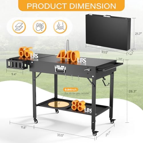 Outdoor Griddle Table, Blackstone Griddle Stand, 440lbs Folding Grill Cart