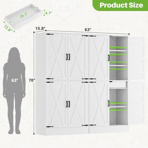 Unikito 71" Tall Kitchen Pantry Storage Cabinet with 2 Built-in Drawers