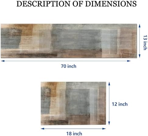 Mcalk Brown Table Runner and Placemats Set of 6, Abstract Grey Placemats, Modern Art Cloth Place Mats Indoor for Kitchen,Washable Linen Material for Dining Table