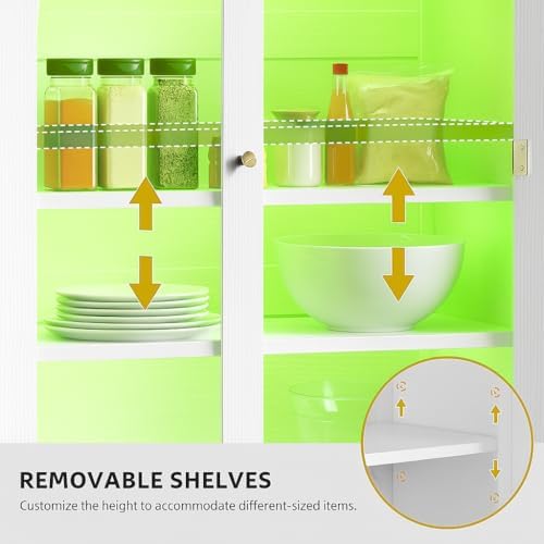 DWVO 72" Tall Kitchen Pantry Cabinet with LED Light