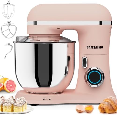 Stand Mixer, 6.5QT Tilt-Head Electric Kitchen Mixer 660W, 10-Speed Household food mixer with 304 Stainless Steel Bowl, Bread Cake Mixer include Dishwasher Safe Dough Hook, Beater and Whisk