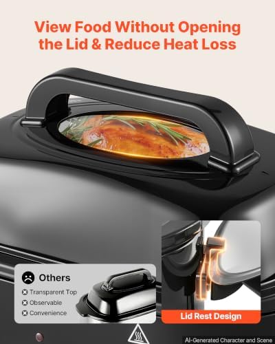 VEVOR Electric Roaster Oven, 20 Qt, Turkey Roasting Pan, Black, Viewing Lid
