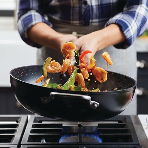 KitchenAid Hard-Anodized Nonstick Stir Fry Pan/Wok, 12.25-Inch, Matte Black