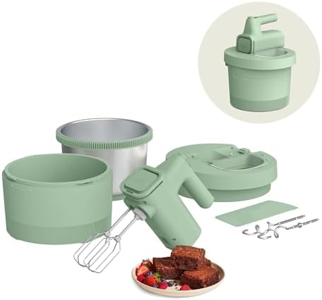 bella 3.5 Qt Hand & Stand Mixer, 2 in 1 Electric Mixer with Bowl, Seaglass