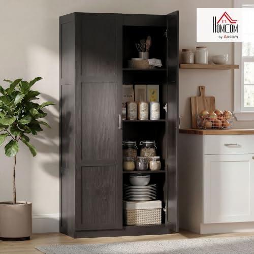 HOMCOM 71" Tall Kitchen Pantry Cabinet with 4 Adjustable Shelves Espresso