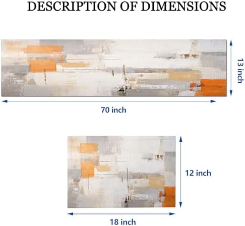 Mcalk Orange Table Runner and Placemats Set of 6, Abstract Grey Placemats, Modern Cloth Place Mats Indoor for Kitchen,Washable Linen Material for Dining Table