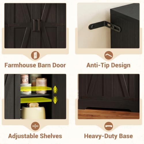 Unikito Kitchen Pantry Storage Cabinet with Adjustable Shelves, Black