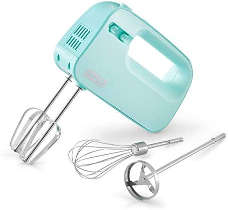 Dash SmartStore Hand Mixer - Electric Handheld Mixer For Everyday Baking - 3-Speed Power and One-Touch Beater Ejector Button - Aqua, Includes Whisk and Milkshake Attachments