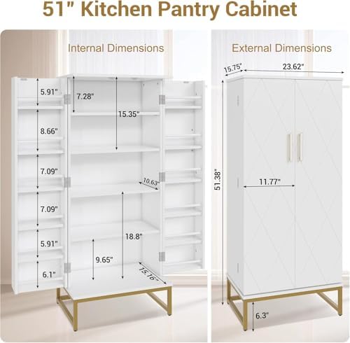 kepptory 51” Kitchen Pantry Storage Cabinet with Diamond Design