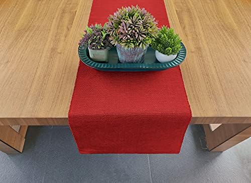 AVKA Studio 100% Cotton Ribbed Table Runner - Pack of 1-13 x 72 Inches - Red - Dining Or Kitchen Table Runner Thick Construction for Everyday Use, Picnics, Outdoor Table, Parties, Weddings, etc