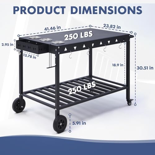 Outdoor Grill Cart Grill Table with Wheels