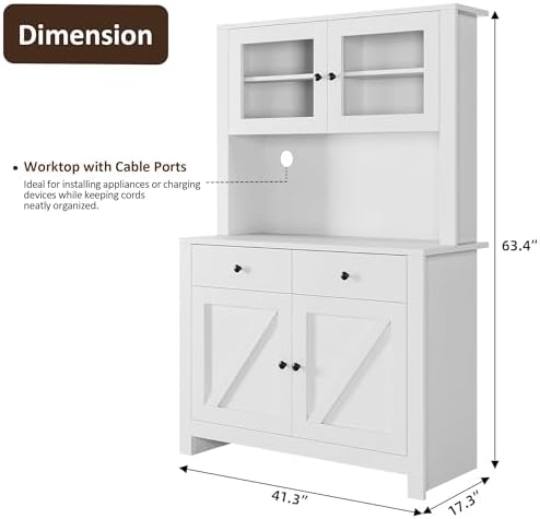 IDEALHOUSE 63" Kitchen Pantry Cabinet with Drawers, Storage, White