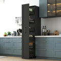KEIKI Pull-Out Kitchen Pantry Storage Cabinet with Multi-Tier Shelf & Wheels, Spice Rack Next to Fridge, Freestanding Wood Cabinet Hutch Food Pantries Cupboard for Dining Room, Narrow Spaces