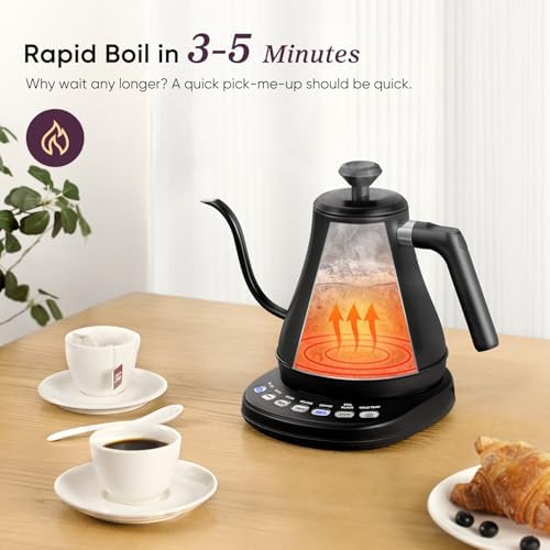 Cosori Gooseneck Electric Kettle with Temperature Control, 0.8L, Black - Image 4