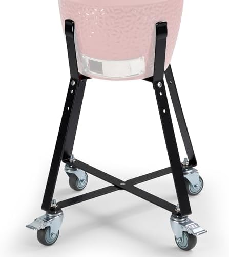 Rolling Cart for Kamado Joe Junior 13.5" Grill Stand for Kamado Joe Accessories with Heavy Duty Locking Caster Wheels Powder Coated Steel Rolling Outdoor Cart for Kamado Joe Junior Grill Stand