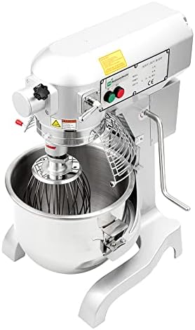 Restaurantware Hi Tek 21-Qt Planetary Mixer 1 No-Slip Feet Countertop Mixer - 3-Speed Removable Guard Silver Aluminum Cake Dough Mixer 110V/60Hz Includes Dough Hook Whisk & Beater