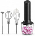 Cordless Hand Mixer, 4-in-1 Handheld Electric Mixer with Electric Whisk Frother & 10 oz Mini Food Chopper, USB-C Rechargeable 4-Speed Hand Mixer for Eggs, Cream, Coffee & Small-Batch Prep