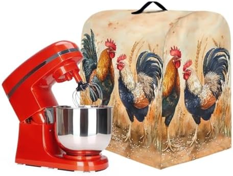 Stand Mixer Cover Dust Protector Cover Rooster Mixer Covers Compatible with 5-8 Quart Kitchen Aid Mixer Kitchen Decor Appliance Covers with 2 Pockets
