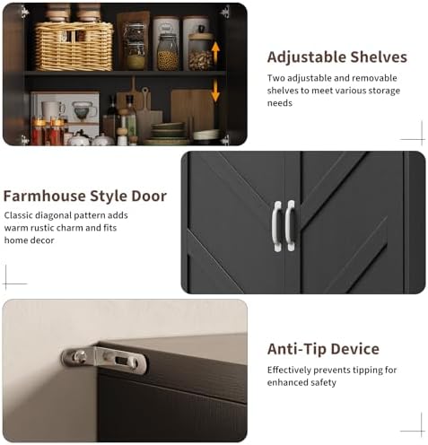 IDEALHOUSE 70" Kitchen Pantry Storage Cabinet with 3 Adjustable Shelves