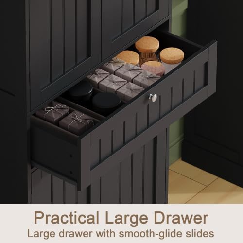 ChooChoo 72" H Bathroom Floor Cabinet with Drawer and Adjustable Shelves