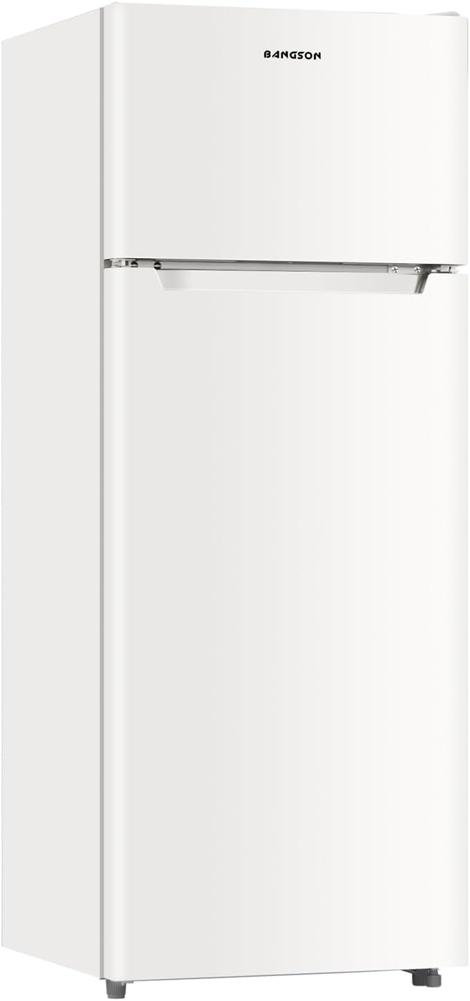 BANGSON 7.7 Cu.Ft Refrigerator with Freezer, Apartment Size Fridge with Top Freezer, Large Capacity, Energy Saving, Adjustable Thermostat, Low Noise, Cream White