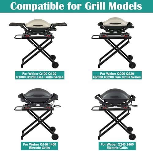 Portable Grill Cart for Weber Q100 Q1000 Q120 Q200 Q2000 Q2200 Series