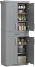HOMCOM 72" Kitchen Pantry Storage Cabinet, Freestanding Cupboard, Gray