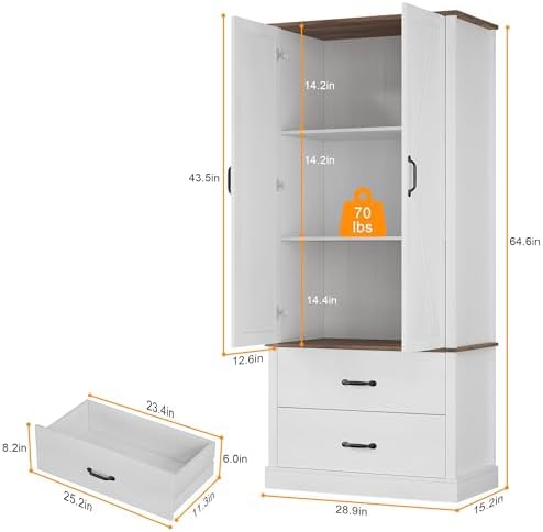 IDEALHOUSE Kitchen Pantry Storage Cabinet with Barn Doors