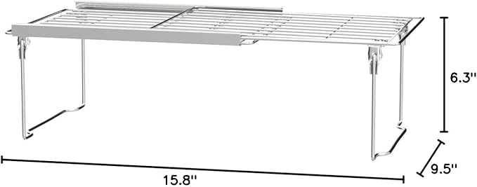 Orgneas Expandable Cabinet Shelf Organizer, Adjustable Freezer Shelf 15.8"-22" Thickened Heavy Duty Organizer and Storage Shelf for Kitchen Cabinet Pantry Refrigerator